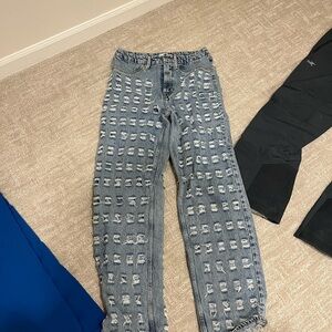 Good American Blue Distressed Boyfriend Jeans